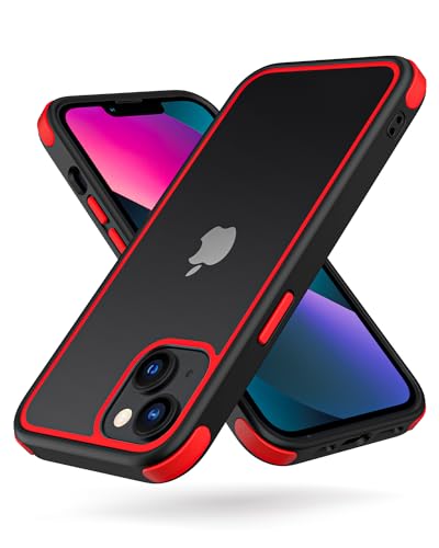 MobNano Ultra Hybrid Durchsichtig Hülle für iPhone 13 Mini Hülle, iPhone 12 Mini Hülle Stoßfest Bumper Transparent Handyhülle Shockproof Fallschutz Silicone iPhone 13 12 Mini Case - Schwarz/Rot von MobNano