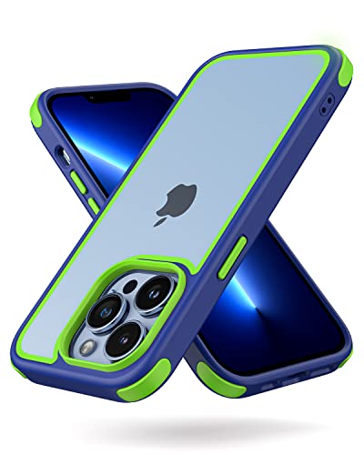 MobNano Ultra Hybrid Durchsichtig Hülle für iPhone 13 Pro Hülle Stoßfest Bumper Transparent Handyhülle Shockproof Fallschutz Silicone iPhone 13 Pro Case - Blau/Gelbgrün von MobNano