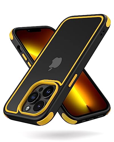 MobNano Ultra Hybrid Durchsichtig Hülle für iPhone 13 Pro Hülle Stoßfest Bumper Transparent Handyhülle Shockproof Fallschutz Silicone iPhone 13 Pro Case - Schwarz/Gelb von MobNano