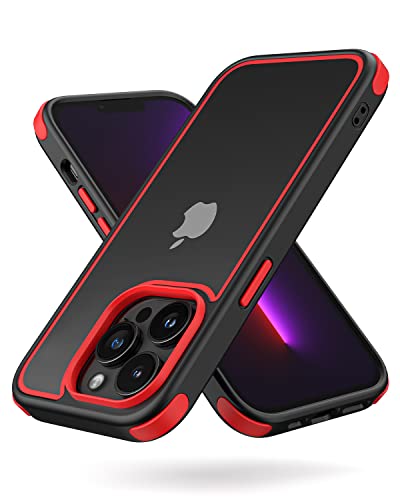 MobNano Ultra Hybrid Durchsichtig Hülle für iPhone 13 Pro Hülle Stoßfest Bumper Transparent Handyhülle Shockproof Fallschutz Silicone iPhone 13 Pro Case - Schwarz/Rot von MobNano