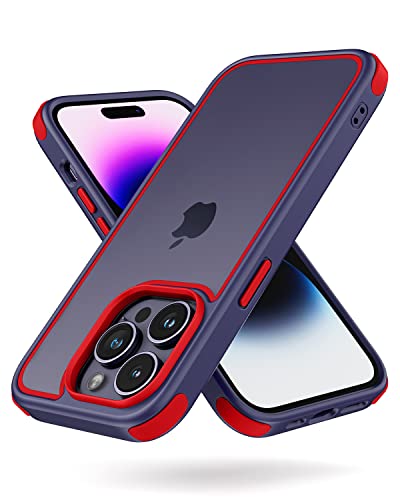 MobNano Ultra Hybrid Durchsichtig Hülle für iPhone 14 Pro Hülle Stoßfest Bumper Transparent Handyhülle Shockproof Fallschutz Silicone iPhone 14 Pro Case - Lila/Rot von MobNano