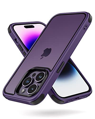 MobNano Ultra Hybrid Durchsichtig Hülle für iPhone 14 Pro Hülle Stoßfest Bumper Transparent Handyhülle Shockproof Fallschutz Silicone iPhone 14 Pro Case - Lila/Schwarz von MobNano