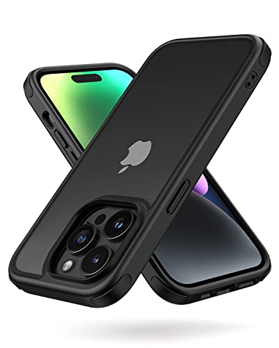 MobNano Ultra Hybrid Durchsichtig Hülle für iPhone 14 Pro Hülle Stoßfest Bumper Transparent Handyhülle Shockproof Fallschutz Silicone iPhone 144 Pro Case - Schwarz von MobNano