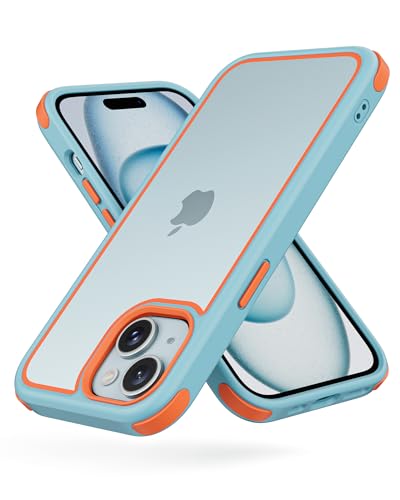 MobNano Ultra Hybrid Durchsichtig Hülle für iPhone 15 Hülle Stoßfest Bumper Transparent Handyhülle Shockproof Fallschutz Silicone iPhone 15 Case - Blau/Orange von MobNano