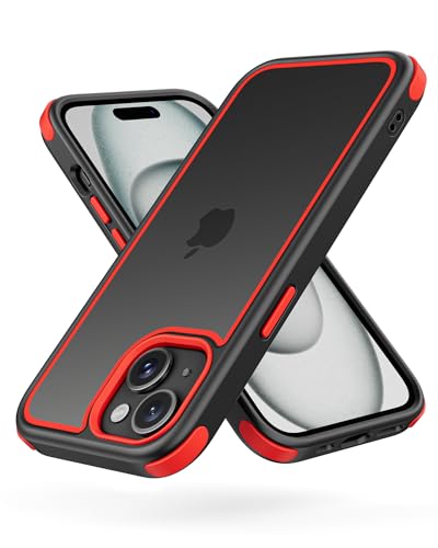 MobNano Ultra Hybrid Durchsichtig Hülle für iPhone 15 Hülle Stoßfest Bumper Transparent Handyhülle Shockproof Fallschutz Silicone iPhone 15 Case - Schwarz/Rot MobNano Ultra Hybrid Durchsichtig Hülle für iPhone 15 Hülle Stoßfest Bumper Transparent Handyhülle Shockproof Fallschutz Silicone iPhone 15 Case - Schwarz/Rot von MobNano