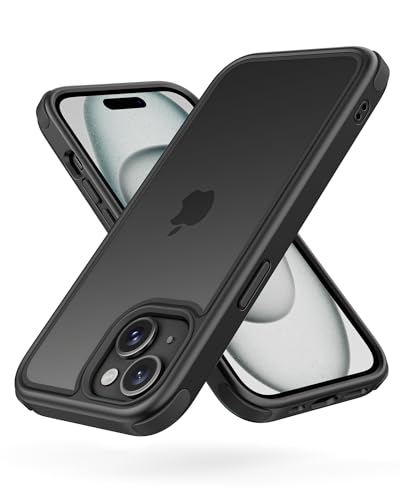 MobNano Ultra Hybrid Durchsichtig Hülle für iPhone 15 Hülle Stoßfest Bumper Transparent Handyhülle Shockproof Fallschutz Silicone iPhone 15 Case - Schwarz von MobNano