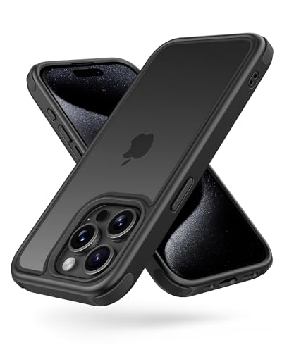 MobNano Ultra Hybrid Durchsichtig Hülle für iPhone 15 Pro Hülle Stoßfest Bumper Transparent Handyhülle Shockproof Fallschutz Silicone iPhone 15 Pro Case - Schwarz von MobNano