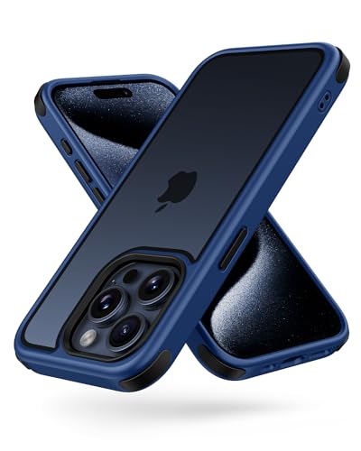 MobNano Ultra Hybrid Durchsichtig Hülle für iPhone 15 Pro Hülle Stoßfest Bumper Transparent Handyhülle Shockproof Fallschutz Silicone iPhone 15 Pro Case - Titan Blau von MobNano