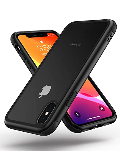 MobNano Ultra Hybrid Durchsichtig Hülle für iPhone X Hülle, iPhone XS Hülle, iPhone 10 Hülle Stoßfest Bumper Transparent Handyhülle Shockproof Fallschutz Silicone iPhone XS X Case - Schwarz von MobNano