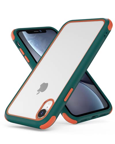 MobNano Ultra Hybrid Durchsichtig Hülle für iPhone XR Hülle Stoßfest Bumper Transparent Handyhülle Shockproof Fallschutz Silicone iPhone XR Case - Camogrün Orange von MobNano