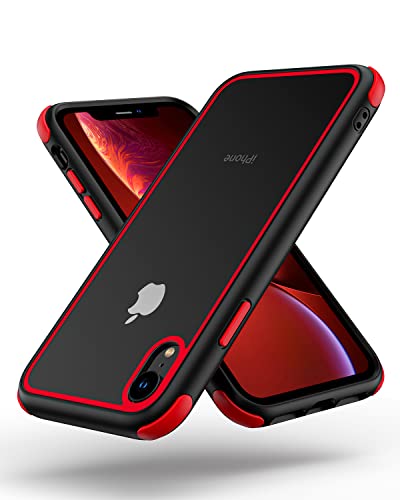 MobNano Ultra Hybrid Durchsichtig Hülle für iPhone XR Hülle Stoßfest Bumper Transparent Handyhülle Shockproof Fallschutz Silicone iPhone XR Case - Schwarz Rot von MobNano