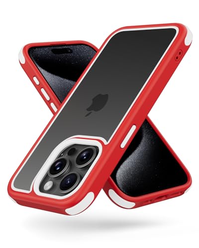 MobNano Ultra Hybrid Durchsichtig Hülle für iPhone 15 Pro Max Hülle Stoßfest Bumper Transparent Handyhülle Shockproof Fallschutz Silicone iPhone 15 Pro Max Case - Rot/Weiß MobNano Ultra Hybrid Durchsichtig Hülle für iPhone 15 Pro Max Hülle Stoßfest Bumper Transparent Handyhülle Shockproof Fallschutz Silicone iPhone 15 Pro Max Case - Rot/Weiß von MobNano