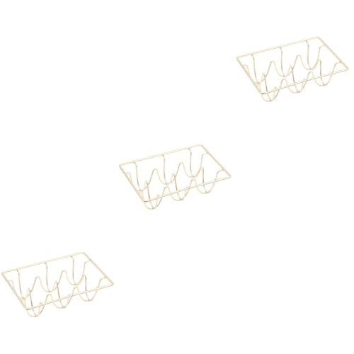 Mobestech 3St dekoratives Tablett Serviertablett tragbarer Kühlschrank Eierablage Golddekor Kühlschrank Eierständer Eierregal aus Eisen Schmiedeeisen schmücken Ornamente Eierschale Metall von Mobestech