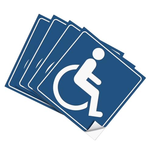 Mobestech 4 Stück Rollstuhl -zugangsschild Behindertenprodukte Handicap-zeichen Handicap-aufkleber Tischaufkleber Aufkleber Mit Warnschildern Handicap-plakat Halloween-warnzeichen Vinyl Blue von Mobestech