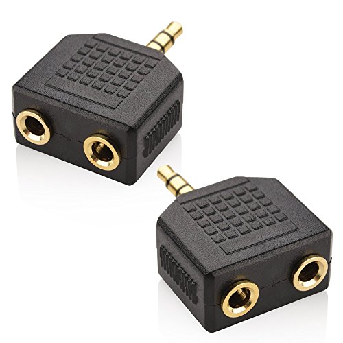 Mobi Lock 3.5-mm-Kopfhörer-Y-Splitter (2er-Pack) | 1 männlicher auf 2 weibliche Audiobuchsen | Ermöglicht Zwei Personen das Hören Einer Tonquelle - by von Mobi Lock