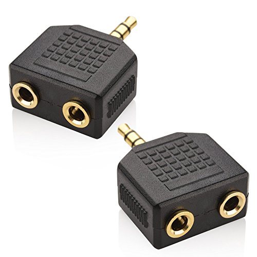 3.5-mm-Kopfhörer-Y-Splitter (2er-Pack) | 1 männlicher auf 2 weibliche Audiobuchsen | Ideal für alle Audiogeräte mit einem 3.5-mm-Anschluss - Mobi Lock von Mobi Lock