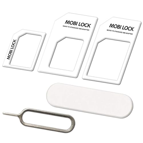 6-in-1 SIM Karten Adapter Set (Micro, Nano und Standard SIM) mit Nagelfeile und Aufbewahrungsbox für Alle iPhone-Serie, Samsung, HTC und alle Anderen Android-Smartphone-Geräte von Mobi Lock von Mobi Lock