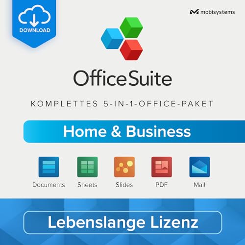 OfficeSuite Home & Business | 5-in-1-Office-Paket | Dokumente, Tabellen, Präsentationen, PDF, E-Mail & Kalender | Lebenslange Lizenz | 1 Windows-PC | 1 Benutzer [Online-Code für PC] von MobiSystems
