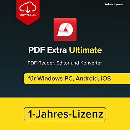 PDF Extra Ultimate| Umfassender PDF-Reader und Editor | PDFs erstellen, umwandeln, zusammenfügen, kommentieren und signieren |Jahreslizenz|1 Windows-PC & 2 Mobilgeräte |1 Benutzer [Online-Code] von MobiSystems