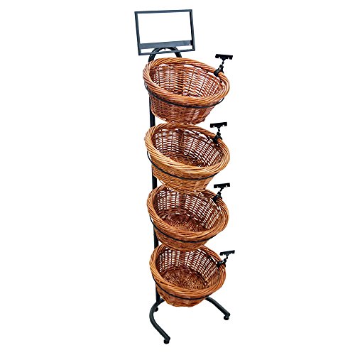 Mobile merchandisers K1430–4b-mb vierflammig 4 Runder Weidenkorb Display mit Rahmen und Schild Clips von Mobile Merchandisers