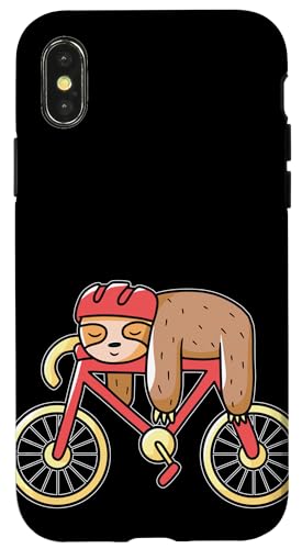 Hülle für iPhone X/XS Radfahrer Slooth schläft auf dem Fahrrad von Mobile Phone Accessories & Equipment