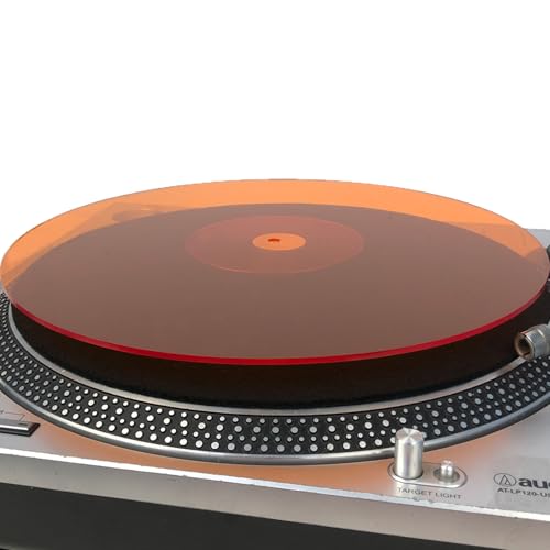 Mobile Pro Shop Acryl-Plattenspieler-Matte – Acryl-Slipmat für Vinyl-LP-Plattenspieler – verbessert die Klangqualität und bietet festeren Bass – antistatische Plattenmatte (orange_lit) von Mobile Pro Shop