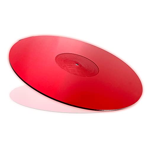 Mobile Pro Shop Acryl-Plattenspielermatte – Acryl-Slipmat für Vinyl-LP-Plattenspieler – verbessert die Klangqualität und bietet straffere Bässe – antistatische Plattenmatte (rot_lit) von Mobile Pro Shop