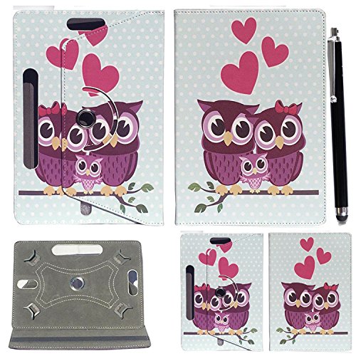 Colourful Stuff Tablet-Hülle, für 25.4 cm (10 Zoll) Gehäuse, passt für alle 25.4 cm (10 Zoll) & 25.7 cm (10.1 Zoll) Android-Tablets, inkl. Eingabestift FAMILY OWL CASE COVER Universal 10.1" & 10" von Mobile Stuff
