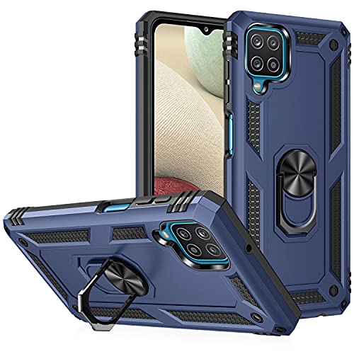 Für Samsung Galaxy A12/A12 5G Hülle mit Magnet-Ring-Halter, Ganzkörper-Schutz [Militärqualität] Silikon TPU Stoßfest Rüstung Handyhülle für Samsung Galaxy A12/A12 5G (Hybrid Blau) von Mobile Stuff