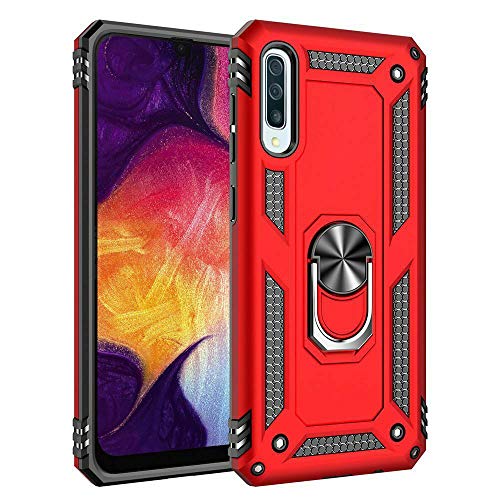 Für Samsung Galaxy A70/A70s Hülle mit Magnet-Ring-Halter, Ganzkörperschutz [Militärqualität] Silikon TPU Stoßfest Rüstung Handyhülle für Samsung Galaxy A70 (rot) von Mobile Stuff