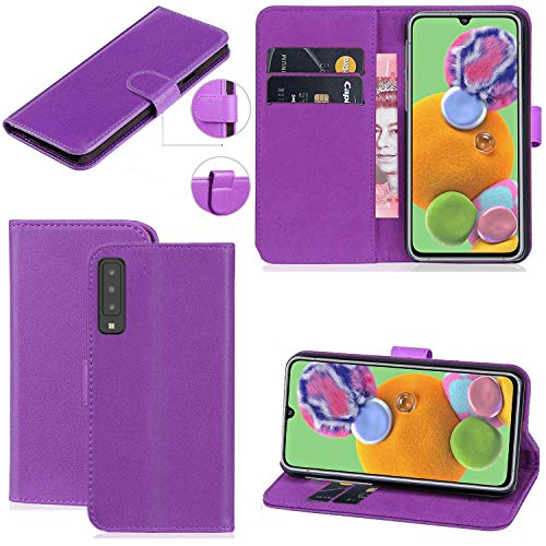 Galaxy A90 5G Hülle, Premium PU Leder Flip Folie [Magnetschutz] Wallet Case Cover [Kreditkartenfach] für Samsung Galaxy A90 5G (lila) von Mobile Stuff