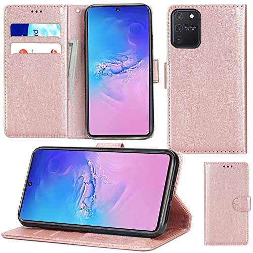 Galaxy S10 Lite Hülle, Slim PU Leder Flip Protective Magnetic Wallet Cover mit Kartenhalter und Standfunktion Kompatibel mit Samsung Galaxy S10 Lite 2020 (Rose Gold) von Mobile Stuff