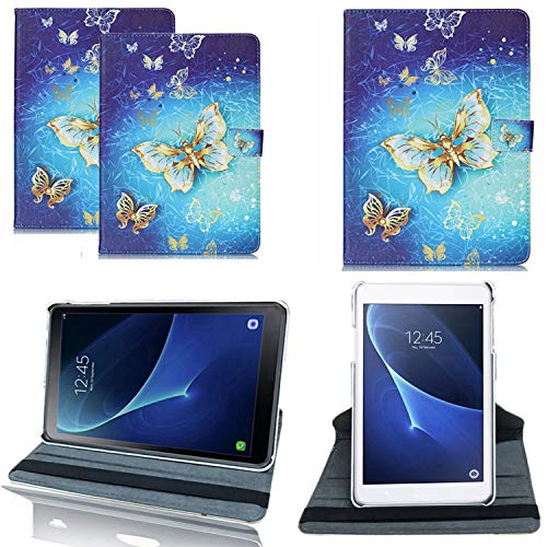 Huawei MediaPad T5 10 Lederhülle, 360 Grad drehbar, Multi-Winkel, Standfunktion Flip Case für Huawei Mediapad T5 10 10,1 Zoll 2018 (Schmetterling-Gold) von Mobile Stuff