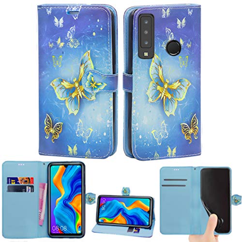 Huawei P30 Lite Hülle, Leder Brieftasche mit Flip Cover, Kreditkartenfächer und Ständer Kompatibel mit Huawei P30 Lite (Schmetterling Gold) von Mobile Stuff