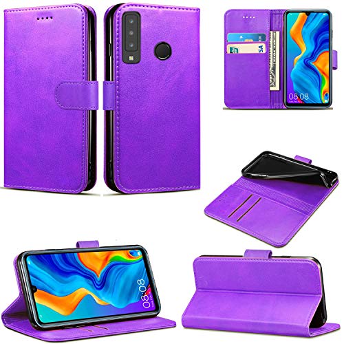 Huawei P30 Lite Hülle, Leder Brieftasche mit Flip Cover, Kreditkartenfächer und Ständer Kompatibel mit Huawei P30 Lite (Violett) von Mobile Stuff