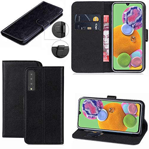 Mobile Stuff Galaxy A90 5G Hülle, Premium PU Leder Flip Folie [Magnetschutz] Wallet Case Cover [Kreditkartenfach] für Samsung Galaxy A90 5G (Schwarz) von Mobile Stuff