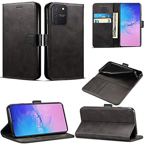 Mobile Stuff Galaxy S10 Lite Hülle, Slim PU Leder Flip Schutzhülle Magnetische Brieftasche Cover mit Kartenhalter und Standfunktion Kompatibel mit Samsung Galaxy S10 Lite 2020 (Schwarz) von Mobile Stuff