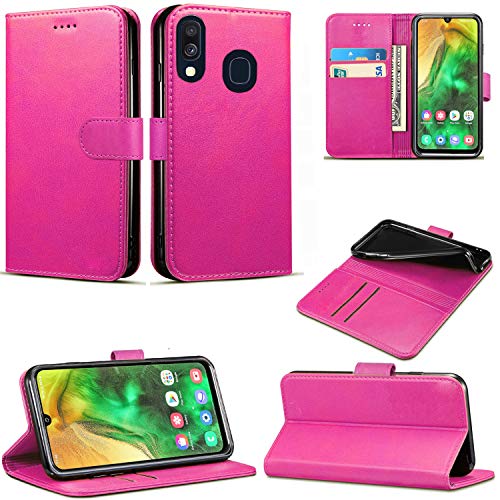 Mobile Stuff Hülle Kompatibel mit Samsung Galaxy A40 (2019) Lederhülle Flip Folio Book Case Wallet Cover mit Magnetverschluss & Kickstand für Galaxy A40 (Pink Book) von Mobile Stuff