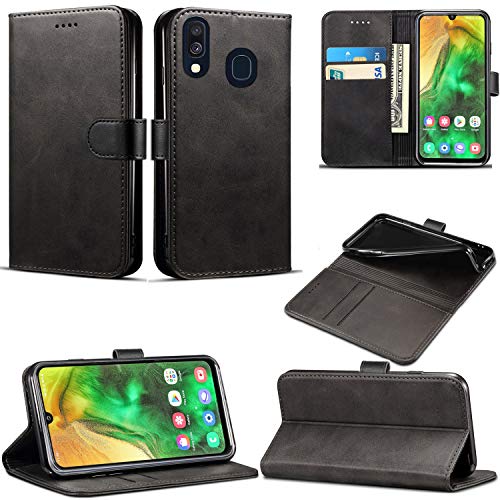 Mobile Stuff Hülle Kompatibel mit Samsung Galaxy A40 (2019) Lederhülle Flip Folio Book Case Wallet Cover mit Magnetverschluss & Kickstand für Galaxy A40 (Schwarz) von Mobile Stuff