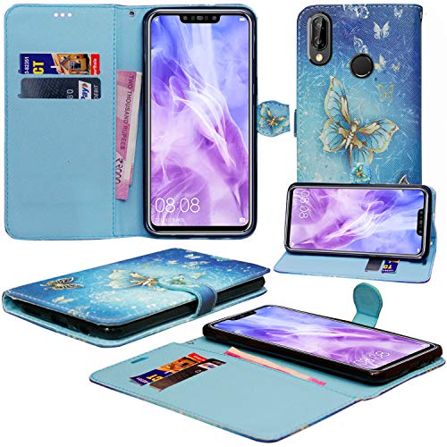 Mobile Stuff Schutzhülle aus PU-Leder für das Huawei P20 Lite mit Geldbörse, Magnetverschluss, Kartenfächern und Standfunktion, luxuriös, dünn, Kunstleder, Butterfly Gold, Galaxy A3 (2017) von Mobile Stuff