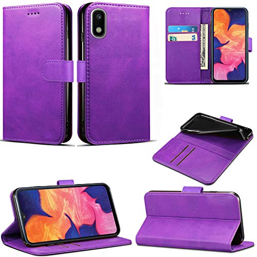 Mobile Stuff Schutzhülle kompatibel für Samsung Galaxy A10 (6,2 Zoll), magnetische Klapphülle, Folio-Hülle, Kartenhalter, PU-Leder, Ständer (Lila) von Mobile Stuff