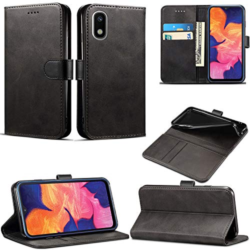 Mobile Stuff Schutzhülle kompatibel für Samsung Galaxy A10 (6,2 Zoll) magnetische Flip Folio Cover Case Kartenhalter PU-Leder Kickstand (schwarz) von Mobile Stuff