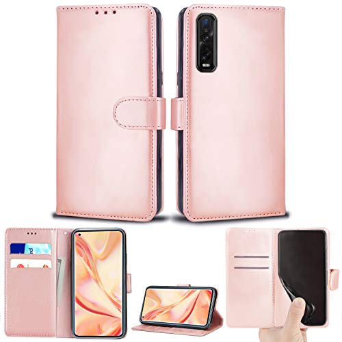Oppo Find X2 Pro Schutzhülle, Brieftaschen-Hülle, magnetisch, Flip Leder Handyhülle mit Kartenfächern und Standfunktion, kompatibel mit Oppo Find X2 Pro (6,7 Zoll) (Roségold) von Mobile Stuff