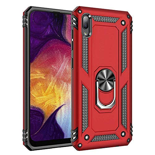 Samsung Galaxy A10 Hülle mit Magnet-Ring-Halter, militärische Qualität, Silikon, TPU, stoßfest, harte Rüstung für Samsung Galaxy A10 (rot) von Mobile Stuff