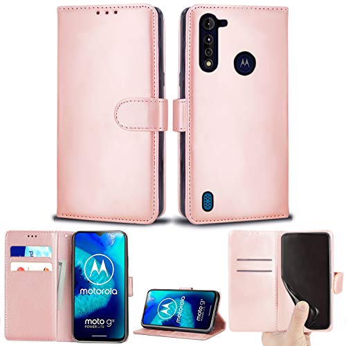 Schutzhülle für Motorola Moto G8 Power Lite, Brieftaschen-Hülle, Magnetverschluss, Leder, mit Kartenfächern und Standfunktion, für Moto G8 Power Lite (Rotgold) von Mobile Stuff