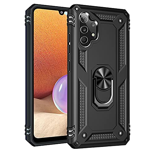 Schutzhülle für Samsung Galaxy A32 5G mit Magnet-Ring-Halter, Ganzkörperschutz [Militärqualität] Silikon TPU Stoßfest Rüstung Handyhülle für Samsung Galaxy A32 5G (Hybrid Schwarz) von Mobile Stuff