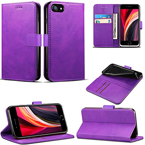 Schutzhülle für iPhone SE 2022 / iPhone SE 2020, schlanke PU-Leder-Klapphülle mit Magnetverschluss, Brieftaschen-Schutzhülle mit Kartenhalter und Standfunktion, kompatibel mit Apple iPhone SE 2022 / von Mobile Stuff