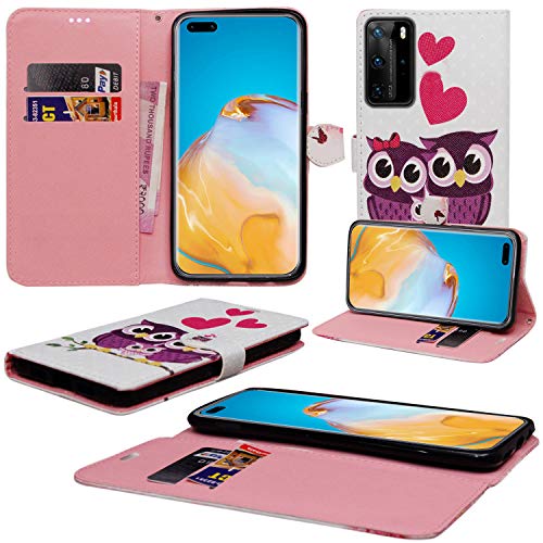 Schutzhülle kompatibel für Huawei P40 Pro, Wallet Case Magnetic Flip Leder Cover mit Kartensteckplätzen und Standfunktion für Huawei P40 Pro (6,5 Zoll) (Familie Eule) von Mobile Stuff