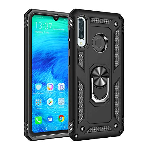 Schutzhülle kompatibel mit Huawei P30 Lite / P30 Lite New Edition Hülle mit Magnetringhalter – Hybrid Armor Defender Dual Layer Anti-Kratzer Kickstand Stoßfest Cover (Schwarz) von Mobile Stuff