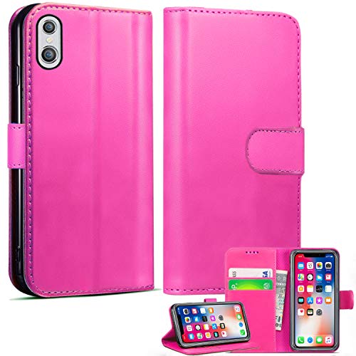 iPhone Hülle, Brieftasche PU Leder Hülle, [Slim Fit] Cover mit Magnetverschluss für Apple iPhone, Leder Kunstleder, Rose, iPhone X/iPhone XS von Mobile Stuff